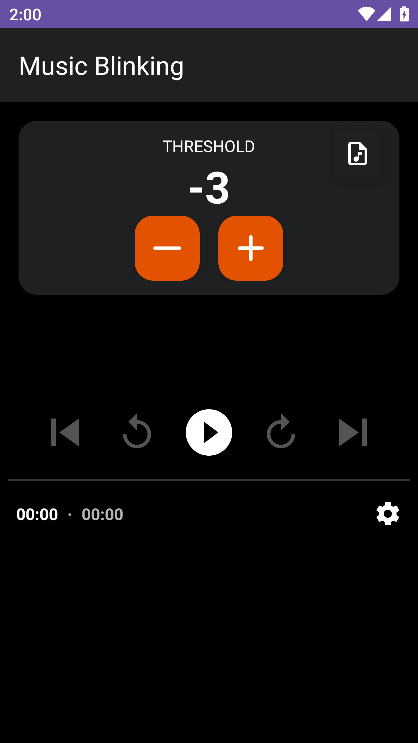 Music Blinking app interface